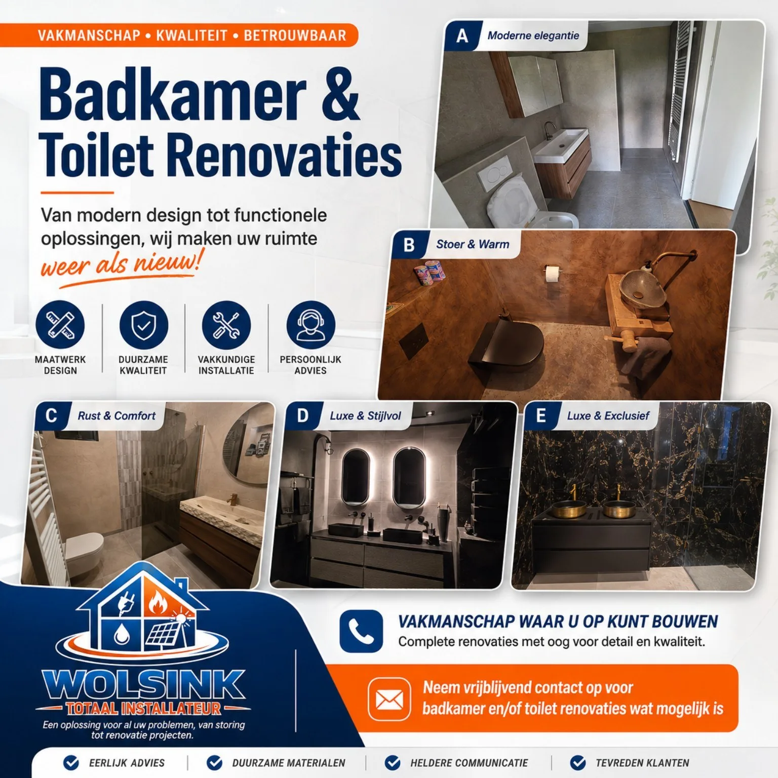 Badkamer en toilet renovaties van Wolsink